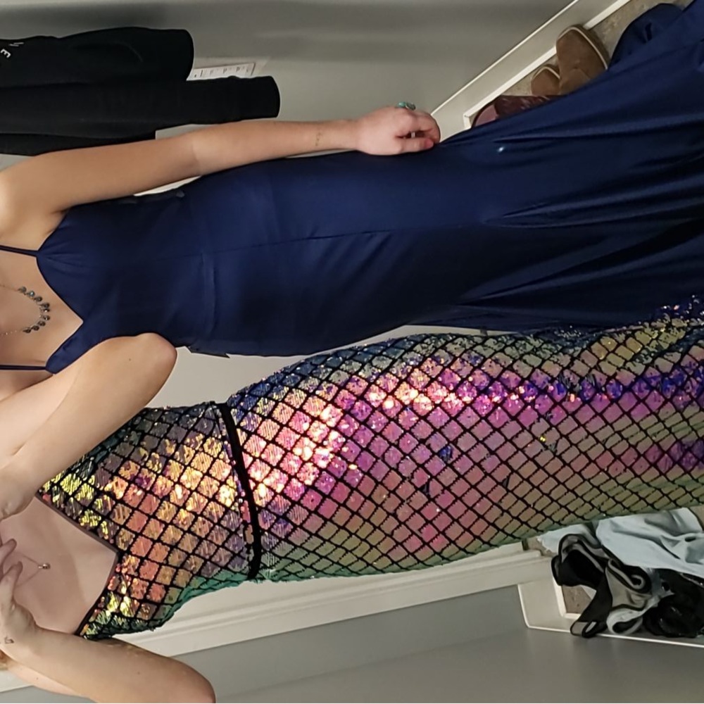 Mermaid style dress.